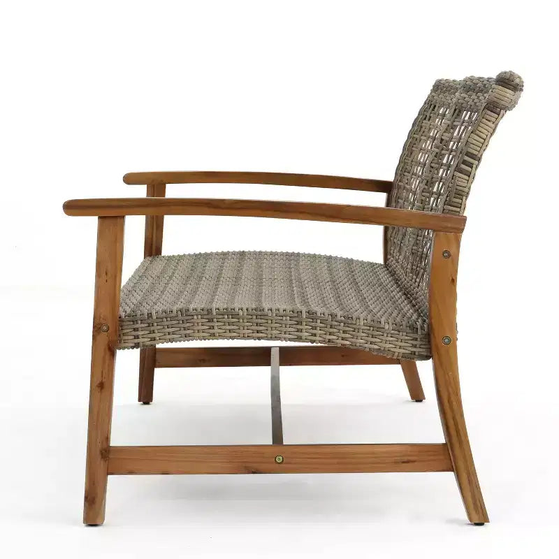 Christopher Knight Home Hampton Outdoor Acacia Wood and Wicker Loveseat and Coffee Table Set