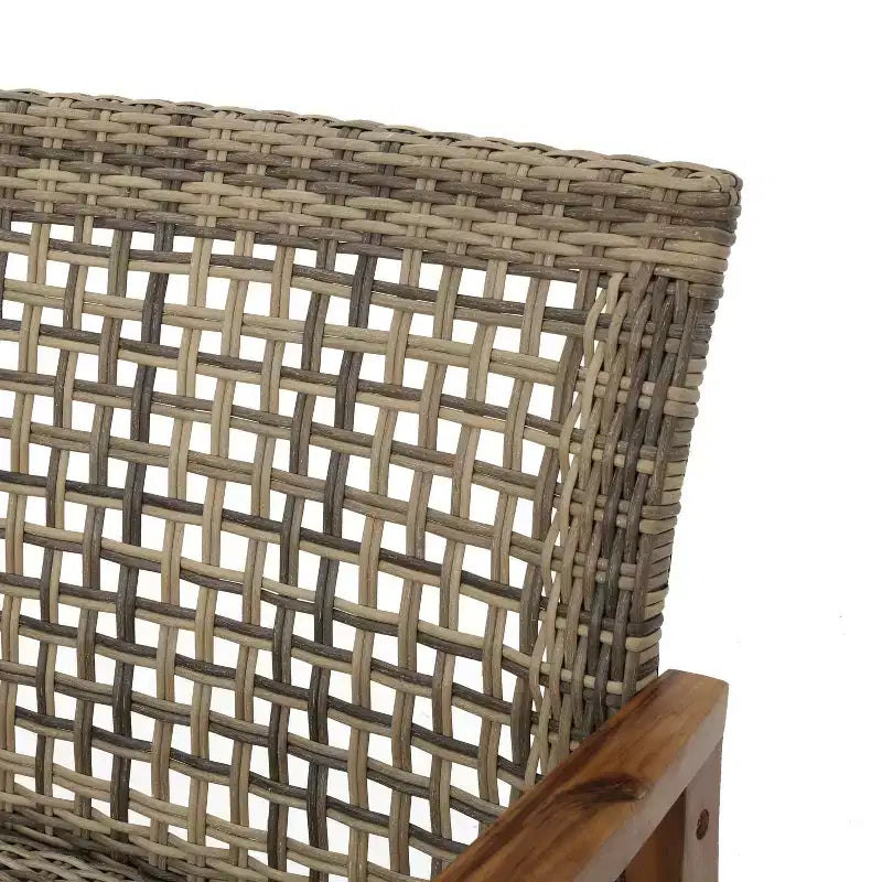 Christopher Knight Home Hampton Outdoor Acacia Wood and Wicker Loveseat and Coffee Table Set