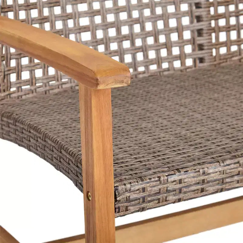 Christopher Knight Home Hampton Outdoor Acacia Wood and Wicker Loveseat and Coffee Table Set
