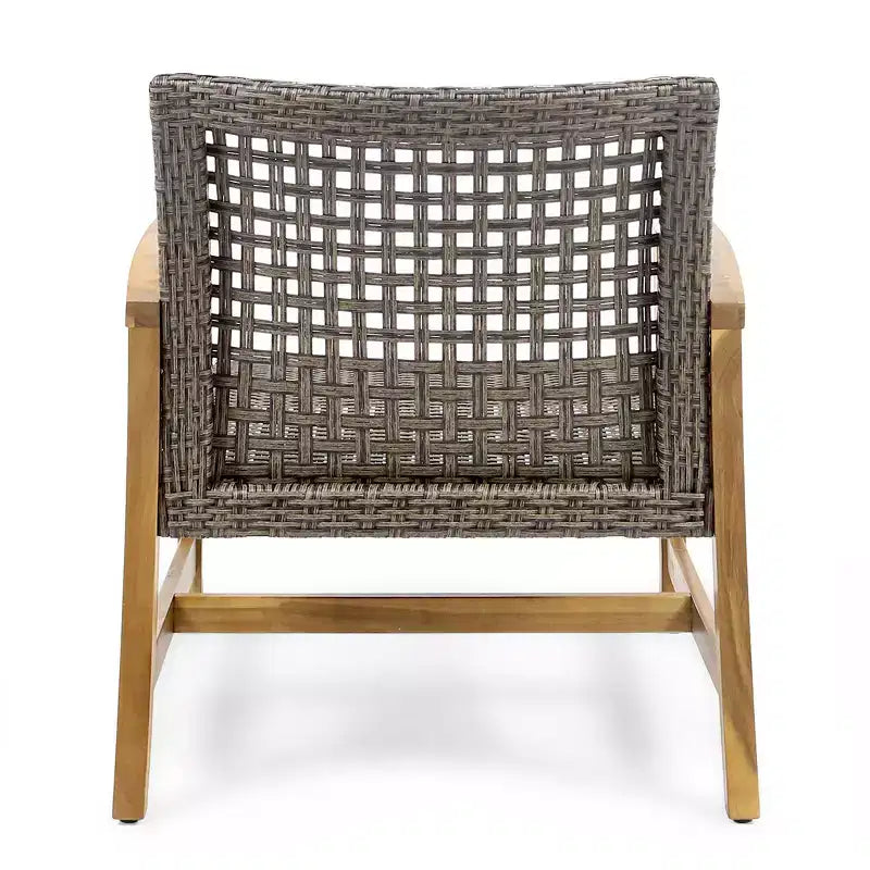 Christopher Knight Home Augusta Outdoor Acacia Wood and Wicker 6 Seater Chat Set with Fire Pit