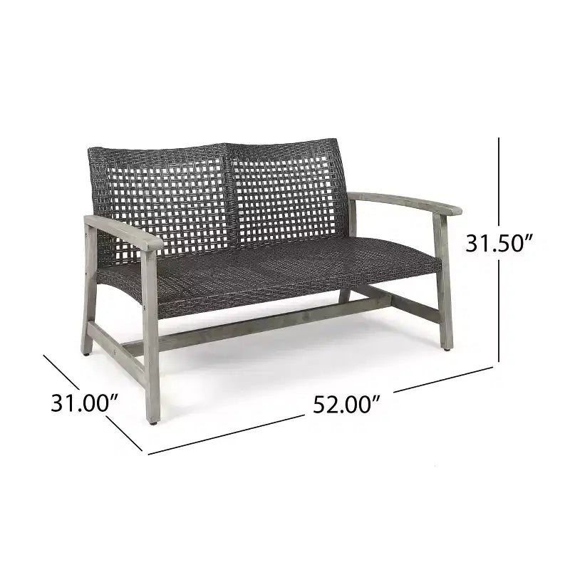 Christopher Knight Home Augusta Outdoor Acacia Wood and Wicker 6 Seater Chat Set with Fire Pit