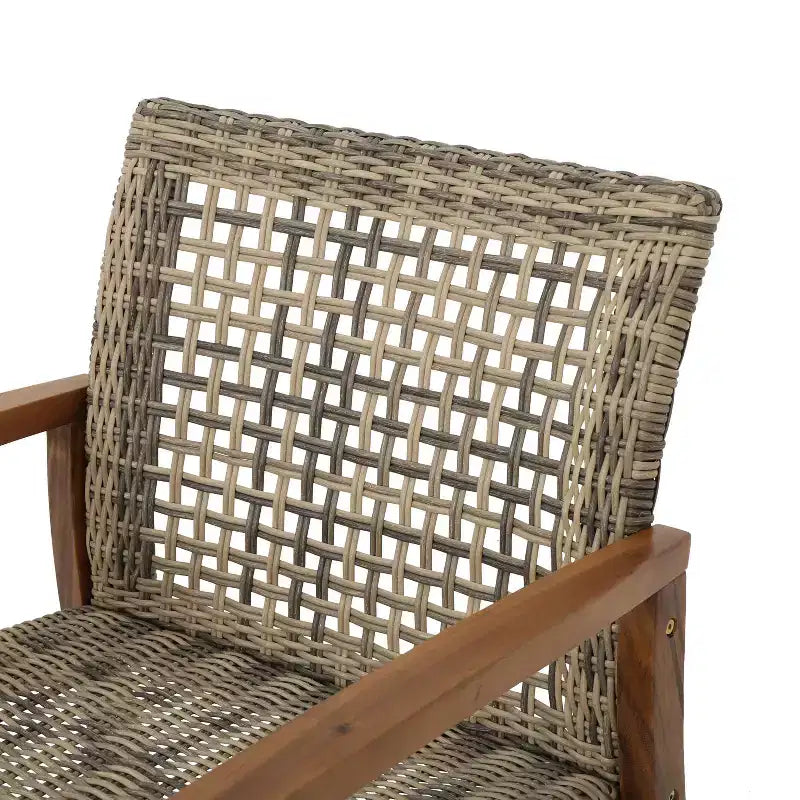 Christopher Knight Home Augusta Outdoor Acacia Wood and Wicker 6 Seater Chat Set with Fire Pit