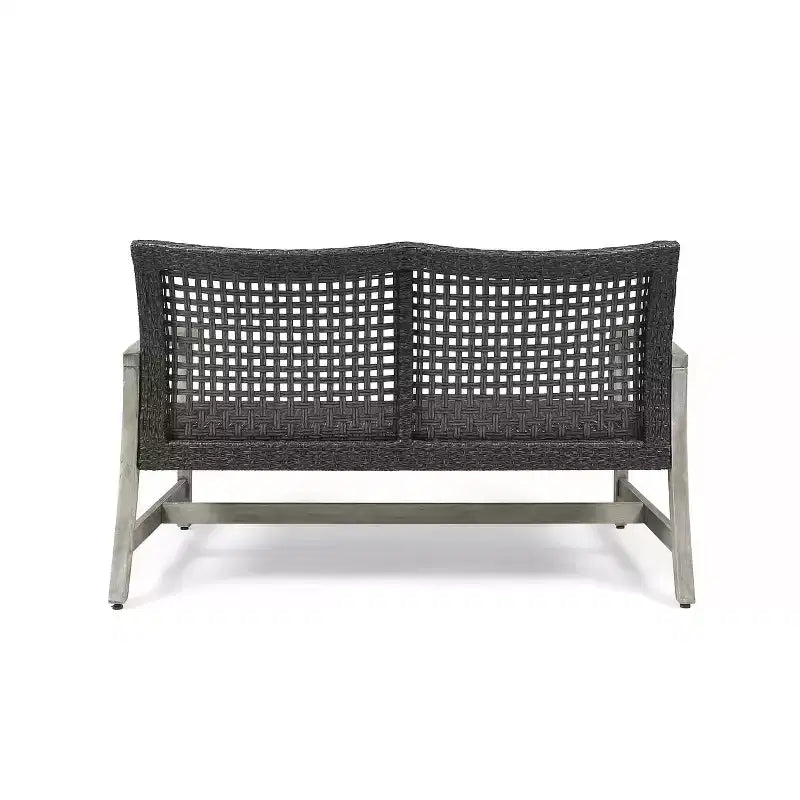 Christopher Knight Home Augusta Outdoor Acacia Wood and Wicker 6 Seater Chat Set with Fire Pit