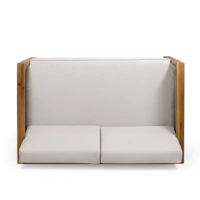 Outdoor Patio Furniture Set, Acacia Wood Conversation Set with Wicker Accent Chairs, Loveseat, and Coffee Table - Merax