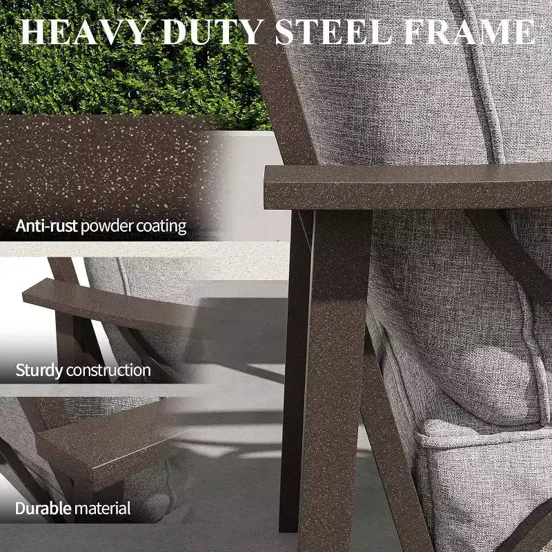 Heynemo Outdoor Patio Furniture Set, 4 Piece Patio Conversation Set with Coffee Table, Metal Furniture Set for Porch Backyard Garden, Coffee