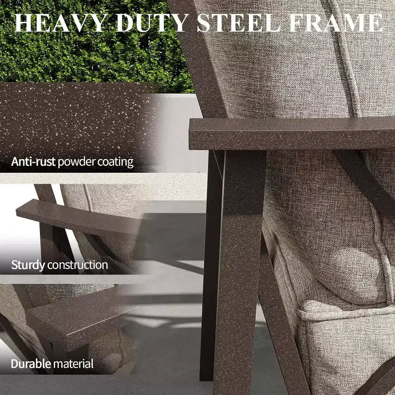 Heynemo Outdoor Patio Furniture Set, 4 Piece Patio Conversation Set with Coffee Table, Metal Furniture Set for Porch Backyard Garden, Coffee