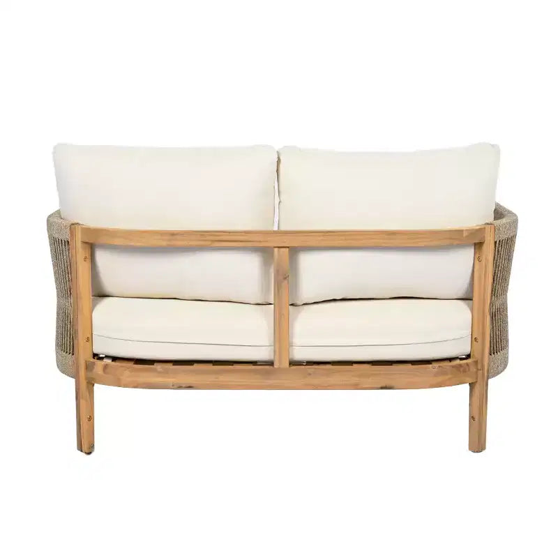 Christopher Knight Home Naveed 5 Piece Patio Rope Weaving Acacia Wood Seating Set with Cushion