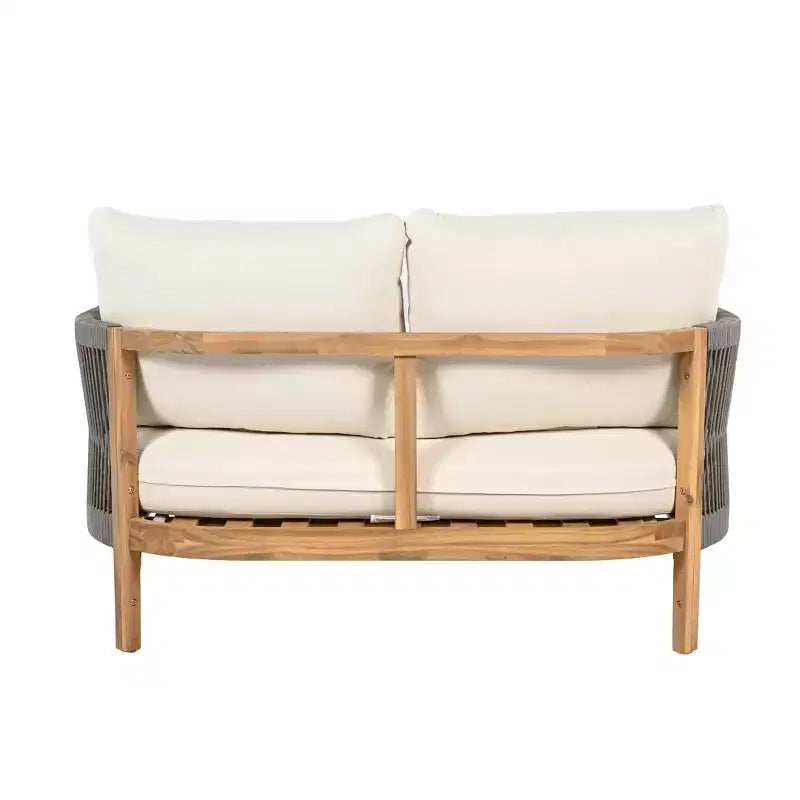 Christopher Knight Home Naveed 5 Piece Patio Rope Weaving Acacia Wood Seating Set with Cushion