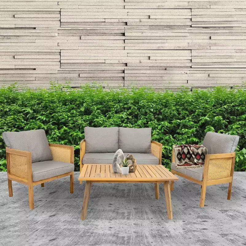 Sunnydaze Sanibel 4-Piece Patio Conversation Set - Gray