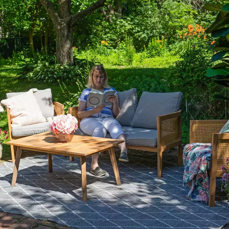 Sunnydaze Sanibel 4-Piece Patio Conversation Set - Gray