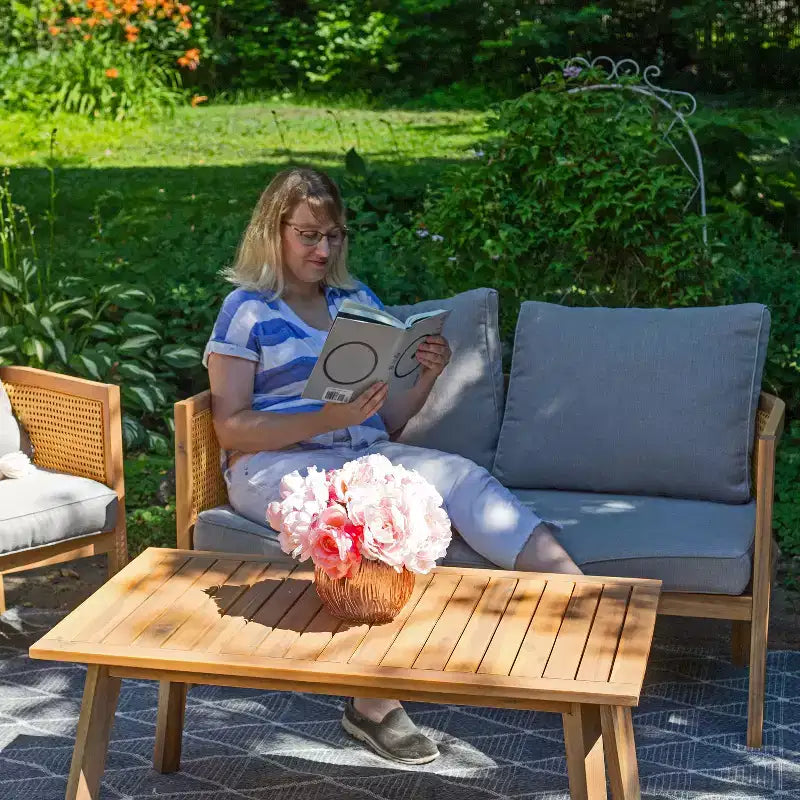 Sunnydaze Sanibel 4-Piece Patio Conversation Set - Gray