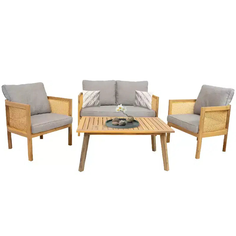 Sunnydaze Sanibel 4-Piece Patio Conversation Set - Gray