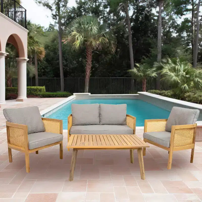 Sunnydaze Sanibel 4-Piece Patio Conversation Set - Gray