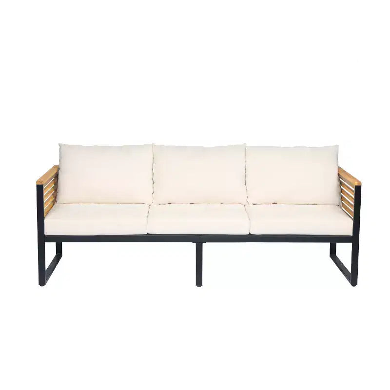 Christopher Knight Home Faye 5 Piece Patio Acacia and Metal Upholstered Seating Set with Slat Design