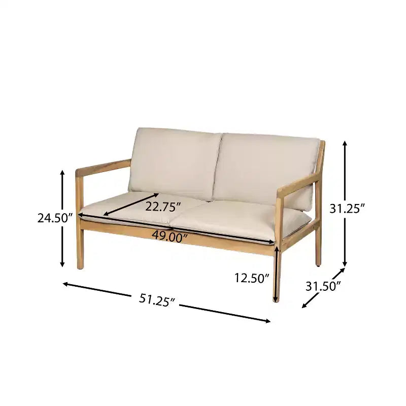 Christopher Knight Home Vanda Patio 4 Pieces Acacia Wood Open Slat Seating Set with Cushions
