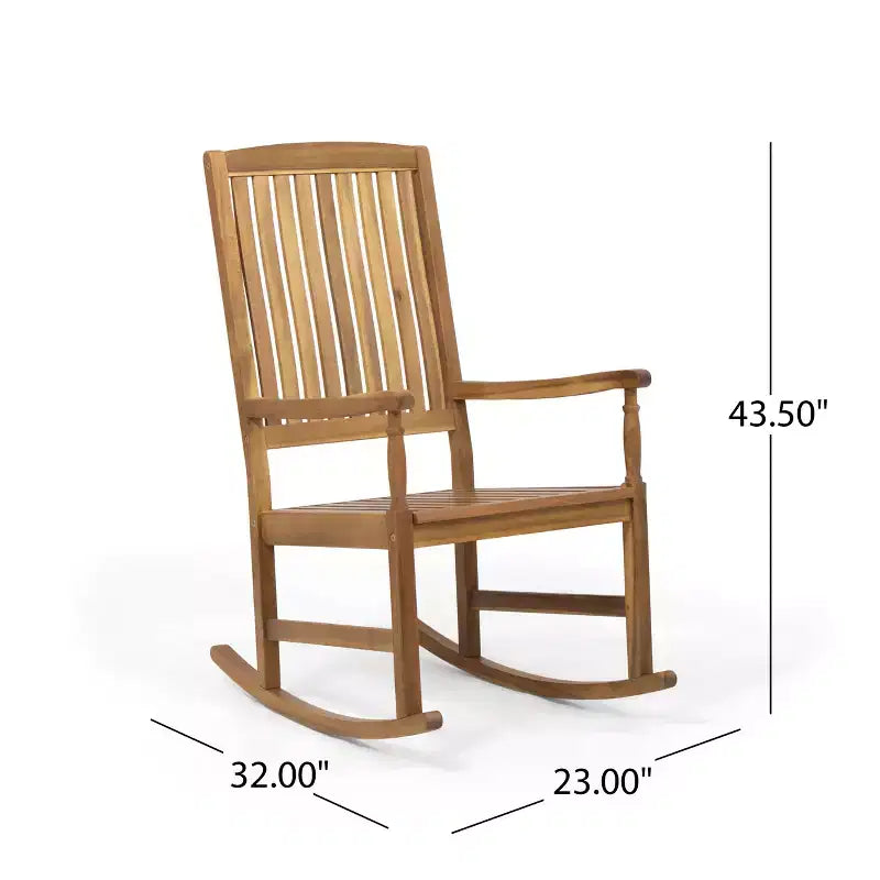 Christopher Knight Home Reynard Outdoor Acacia Wood Rocking Chair and Table Set with Slatted Design