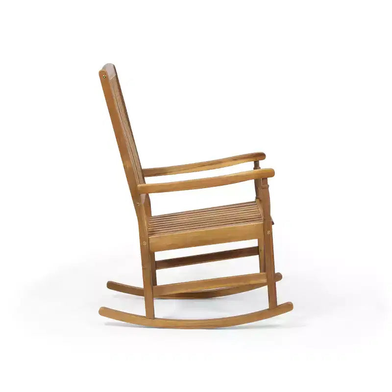Christopher Knight Home Reynard Outdoor Acacia Wood Rocking Chair and Table Set with Slatted Design