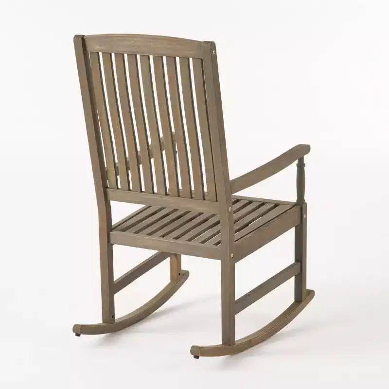 Christopher Knight Home Reynard Outdoor Acacia Wood Rocking Chair and Table Set with Slatted Design