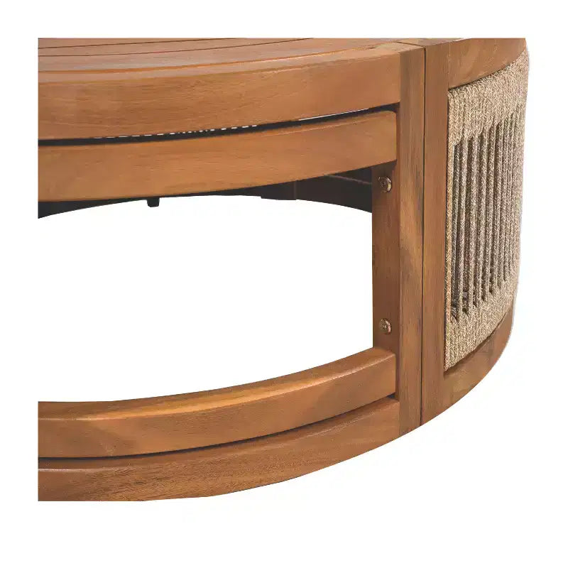 Christopher Knight Home Mads 4 Piece Outdoor Acacia Wood Curved Tub Design Seating Set with Woven Rope