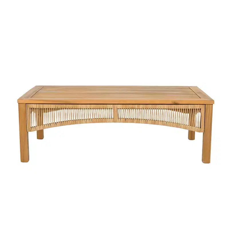 Christopher Knight Home Doretta Outdoor Acacia Wood and Rattan L Shape 5 Seater Seating Set with Cushions