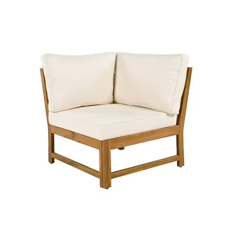 Christopher Knight Home Doretta Outdoor Acacia Wood and Rattan L Shape 5 Seater Seating Set with Cushions