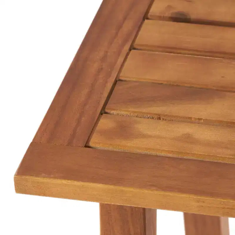 GDFStudio Oleander Outdoor Acacia Wood Club Chair and Side Table Set with Cushions, Teak/White