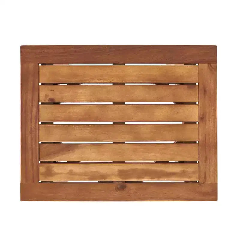 GDFStudio Oleander Outdoor Acacia Wood Club Chair and Side Table Set with Cushions, Teak/White