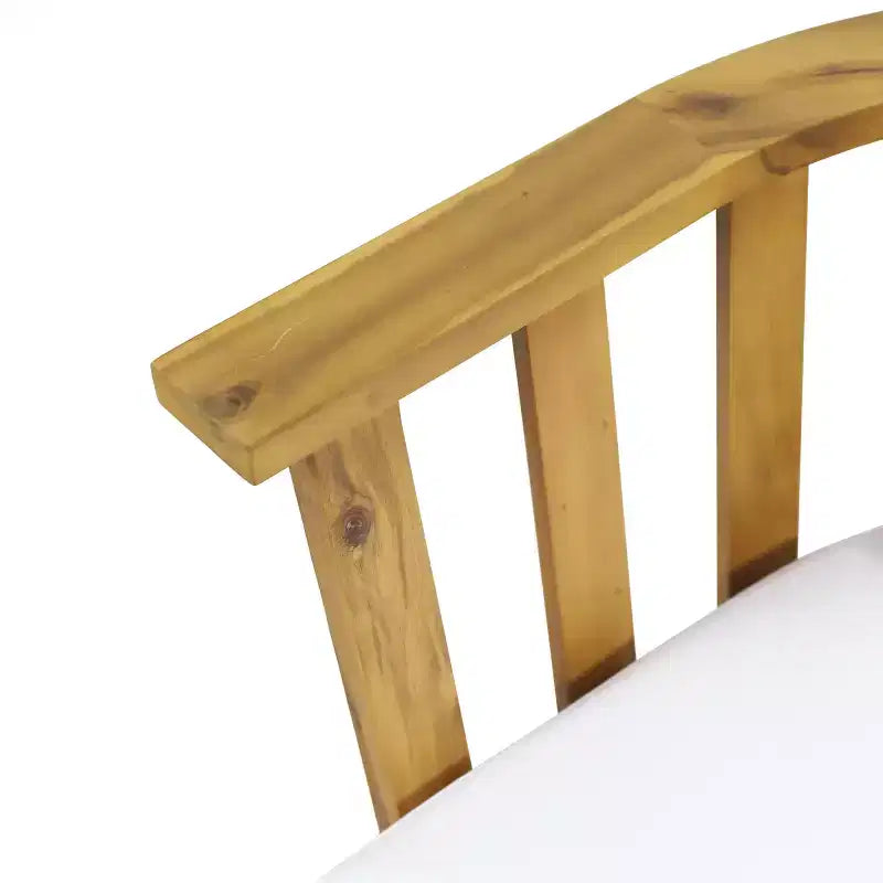 GDFStudio Oleander Outdoor Acacia Wood Club Chair and Side Table Set with Cushions, Teak/White
