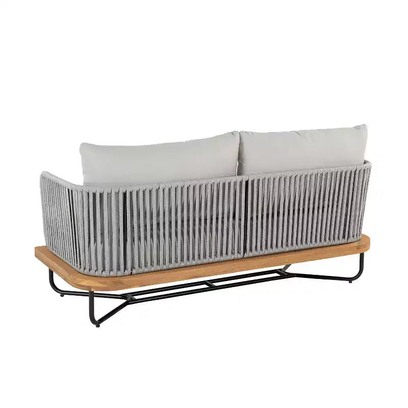 Christopher Knight Home Galen 6 Piece Outdoor Rope Woven Acacia and Iron Frame Upholstered Seating Set