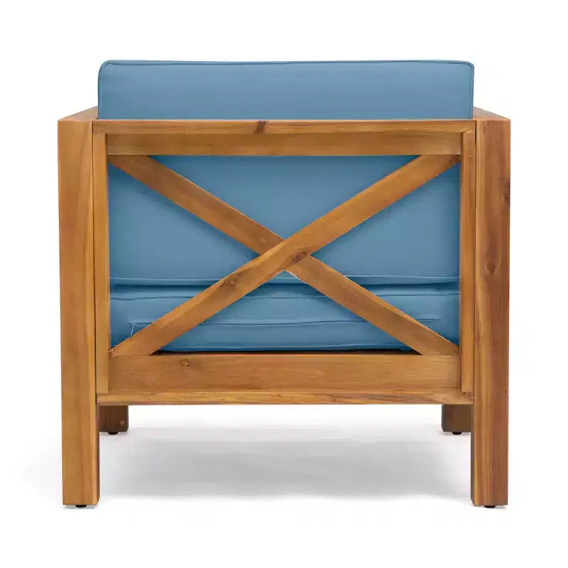 Christopher Knight Home Brava Outdoor Acacia Wood 4 Seater Club Chair Chat Set with Cushions