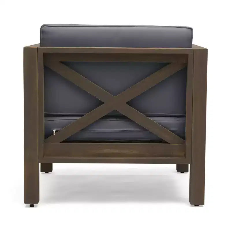 Christopher Knight Home Brava Outdoor Acacia Wood 4 Seater Club Chair Chat Set with Cushions
