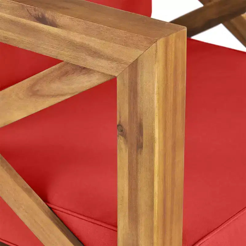 Christopher Knight Home Brava Outdoor Acacia Wood 4 Seater Club Chair Chat Set with Cushions