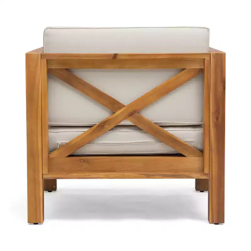 Christopher Knight Home Brava Outdoor Acacia Wood 4 Seater Club Chair Chat Set with Cushions