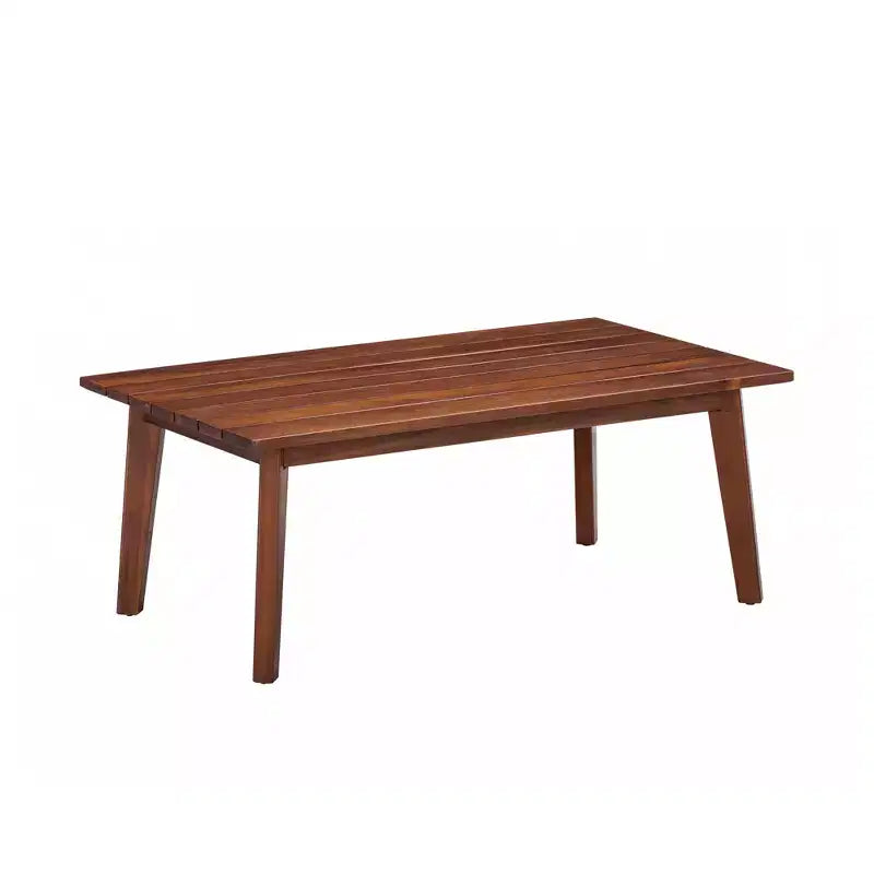 4-Piece Acacia Wood Outdoor Conversation Set in Brown - Teamson Home: Seats with Cushions & Matching Coffee Table