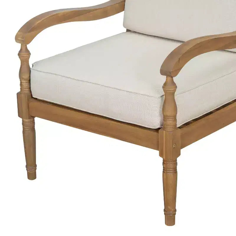 Christopher Knight Home Pendry 4 Piece Outdoor Acacia Wood Chat Set with Water Resistant Cushions