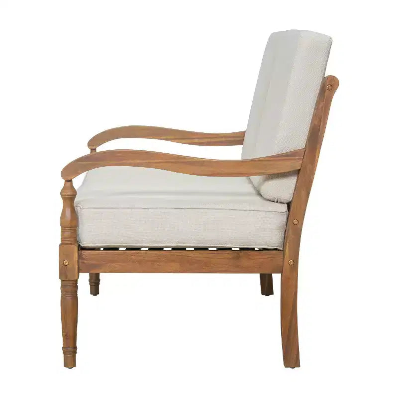 Christopher Knight Home Pendry 4 Piece Outdoor Acacia Wood Chat Set with Water Resistant Cushions