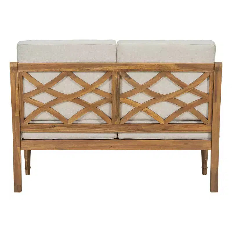 Christopher Knight Home Pendry 4 Piece Outdoor Acacia Wood Chat Set with Water Resistant Cushions