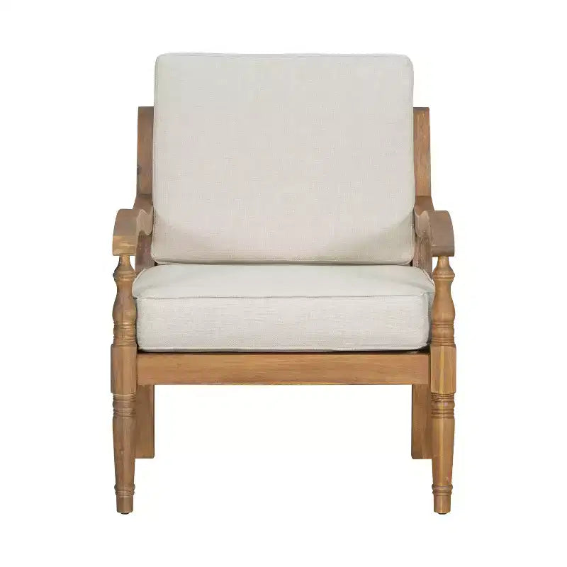 Christopher Knight Home Pendry 4 Piece Outdoor Acacia Wood Chat Set with Water Resistant Cushions