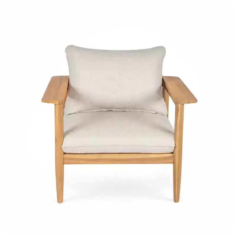 Christopher Knight Home Kate Patio Acacia Wood Club Chair and Ottoman Set with Water-Resistant Cushions