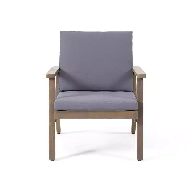 Christopher Knight Home Temecula Outdoor Acacia Wood 5 Piece Club Chair and Ottoman Chat Set with Cushions