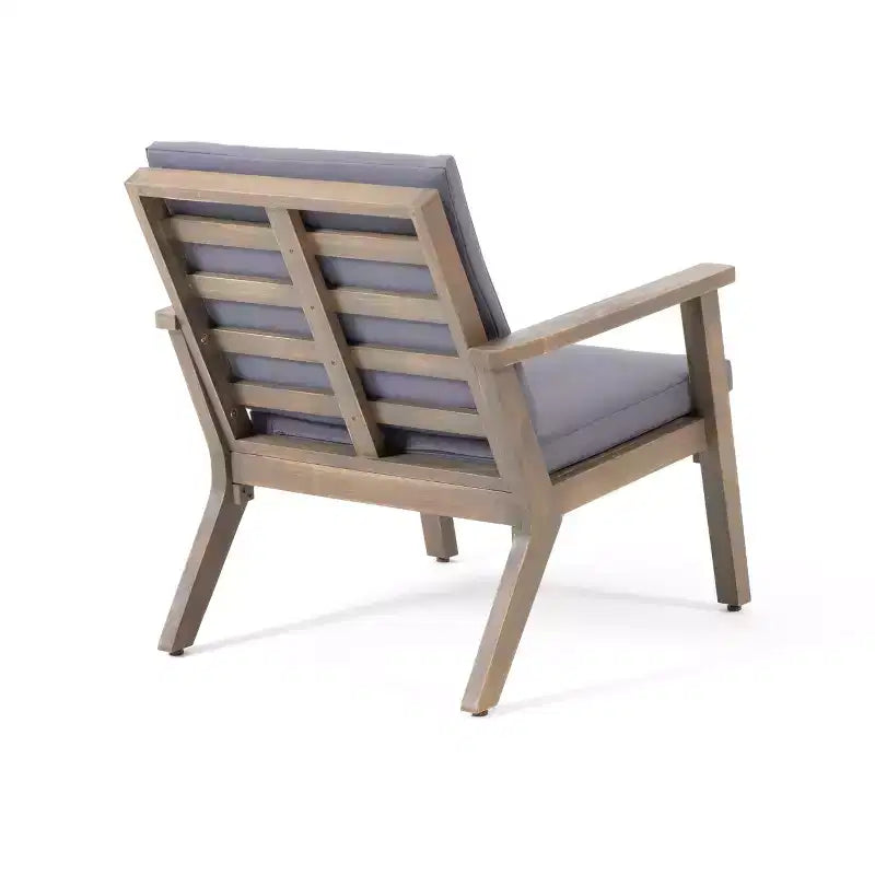 Christopher Knight Home Temecula Outdoor Acacia Wood 5 Piece Club Chair and Ottoman Chat Set with Cushions