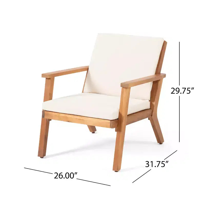 Christopher Knight Home Temecula Outdoor Acacia Wood 5 Piece Club Chair and Ottoman Chat Set with Cushions