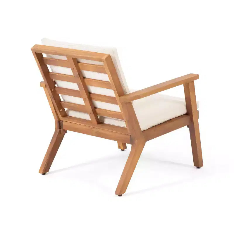 Christopher Knight Home Temecula Outdoor Acacia Wood 5 Piece Club Chair and Ottoman Chat Set with Cushions
