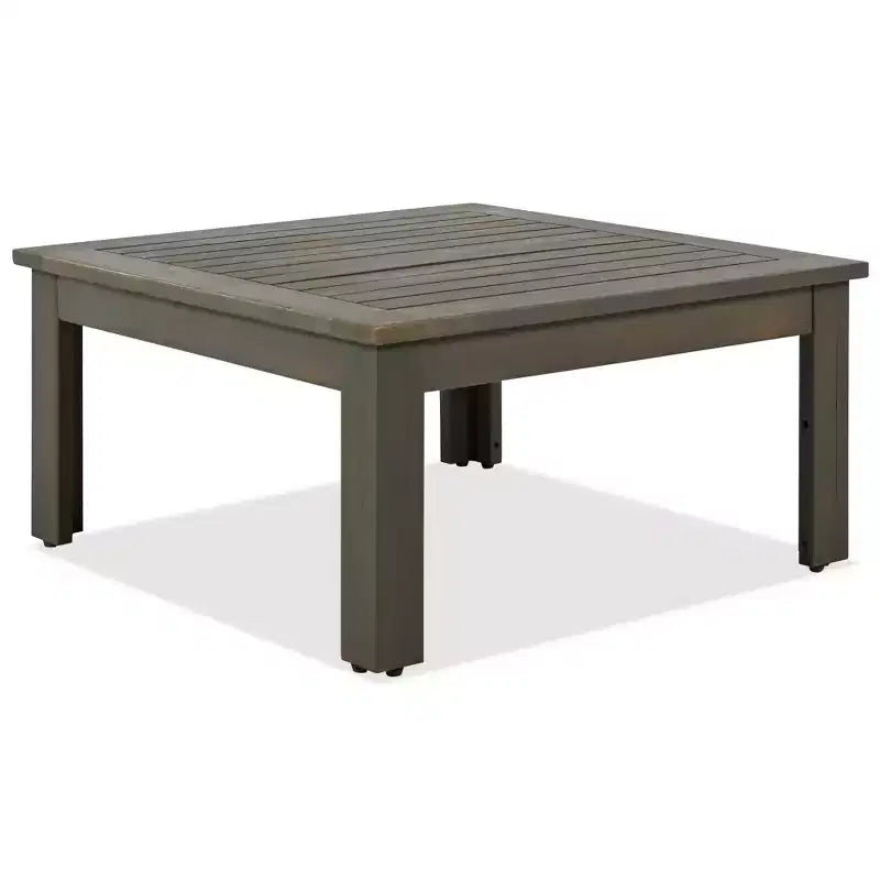 4-Piece Outdoor Acacia Wood Sofa Set with Woven Mesh Armrests, L-Shaped Patio Conversation Set with Coffee Table and Side Table - ModernLuxe