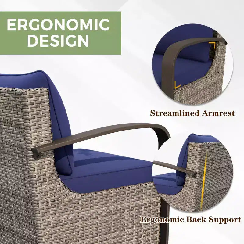 EAGLE PEAK Coastal Vista Outdoor Patio Furniture Set, Half-Moon Curved Wicker Patio Conversation Set withCoffee Table