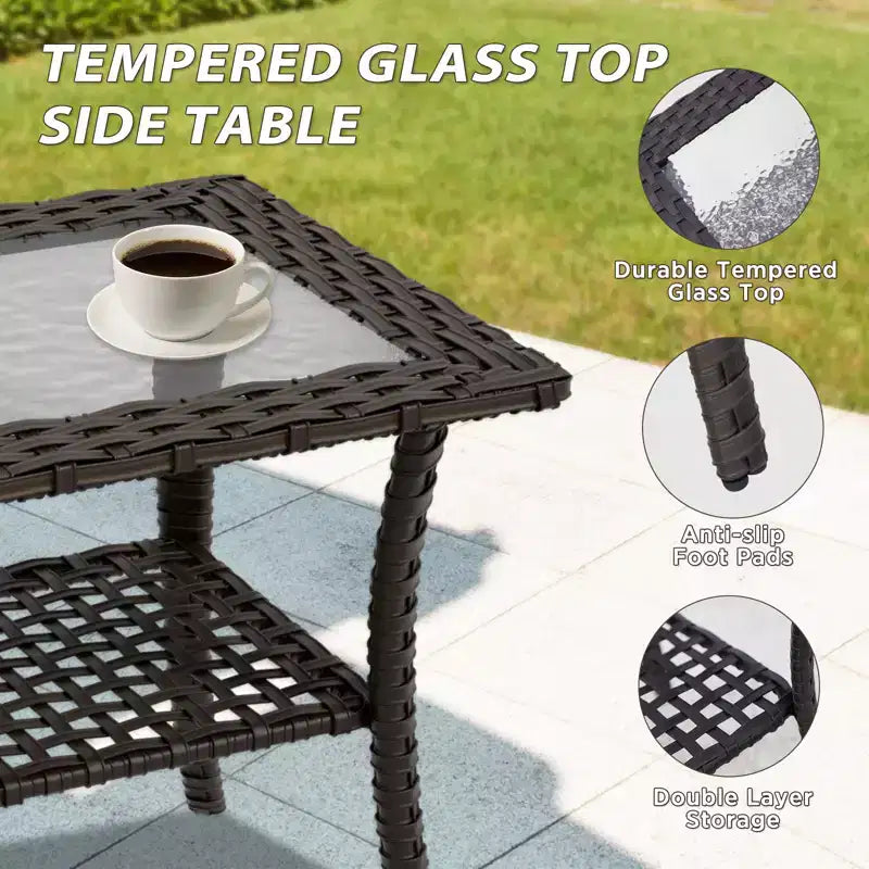 EAGLE PEAK Azure Bay 8 Pieces Wicker Outdoor Patio Furniture Set, Sofa 4 Chairs with Ottomans and Side Table