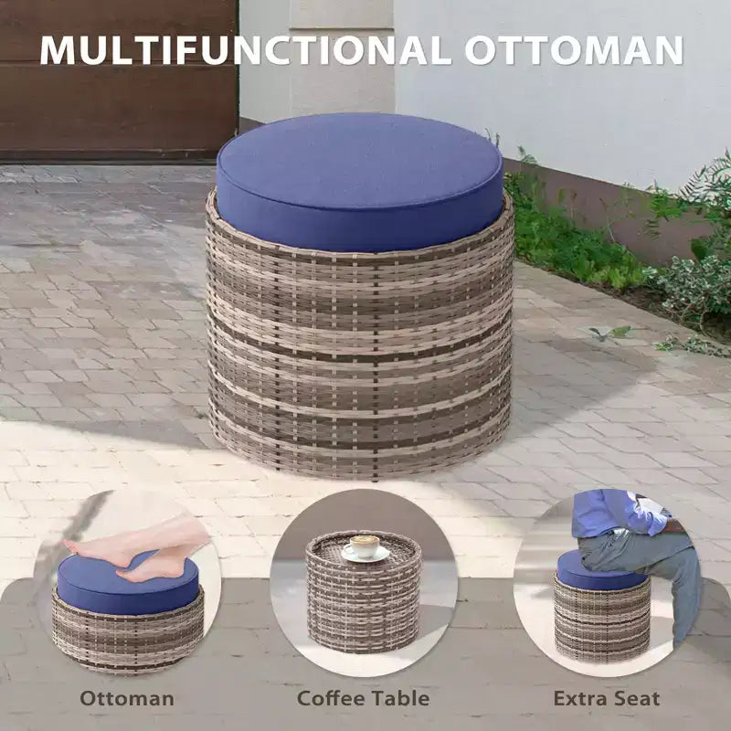 EAGLE PEAK Sunset Dune 6 Piece Collection Modern Outdoor Furniture Set, Patio Wicker Lounge Wood Grain