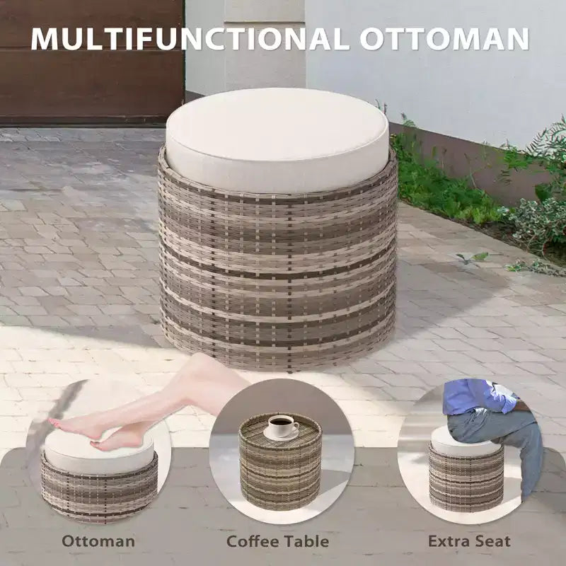 EAGLE PEAK Sunset Dune 6 Piece Collection Modern Outdoor Furniture Set, Patio Wicker Lounge Wood Grain