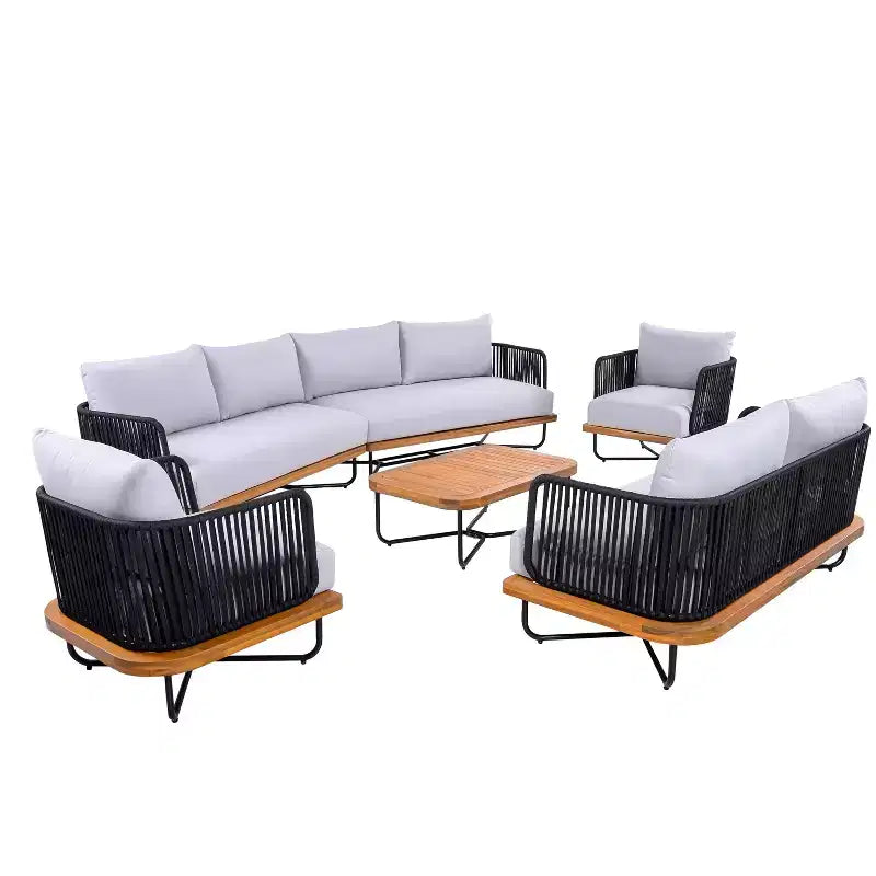 Christopher Knight Home Foisy Outdoor Metal 8-Seater Chat Set with Rope Woven