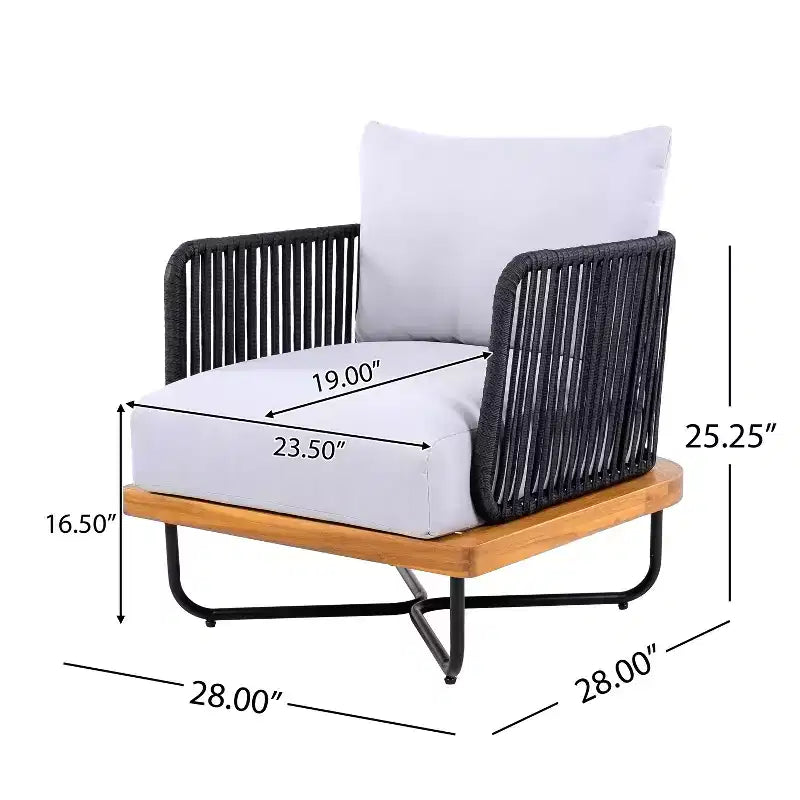 Christopher Knight Home Foisy Outdoor Metal 8-Seater Chat Set with Rope Woven